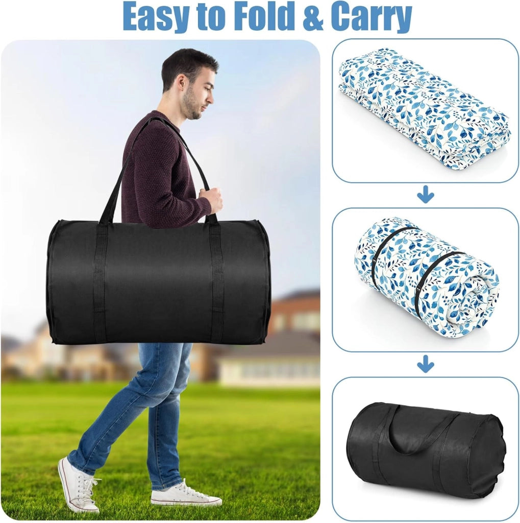 Futon - Materasso giapponese portatile 140 x 200 cm, imbottitura in cotone, materasso da terra pieghevole per 2 persone, borsa per il trasporto, fodera lavabile, 2 fasce, tatami pieghevole per