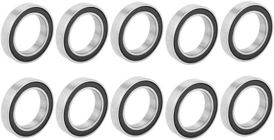 Set di Rulli a Ghiaccio per Grovatura da 10 Pezzi | 17 mm x 26 mm x 5 mm | Afdichtamento in Gomma | Per Hobby Piccoli e Progetti di 17 mm Asse/Hang Glider