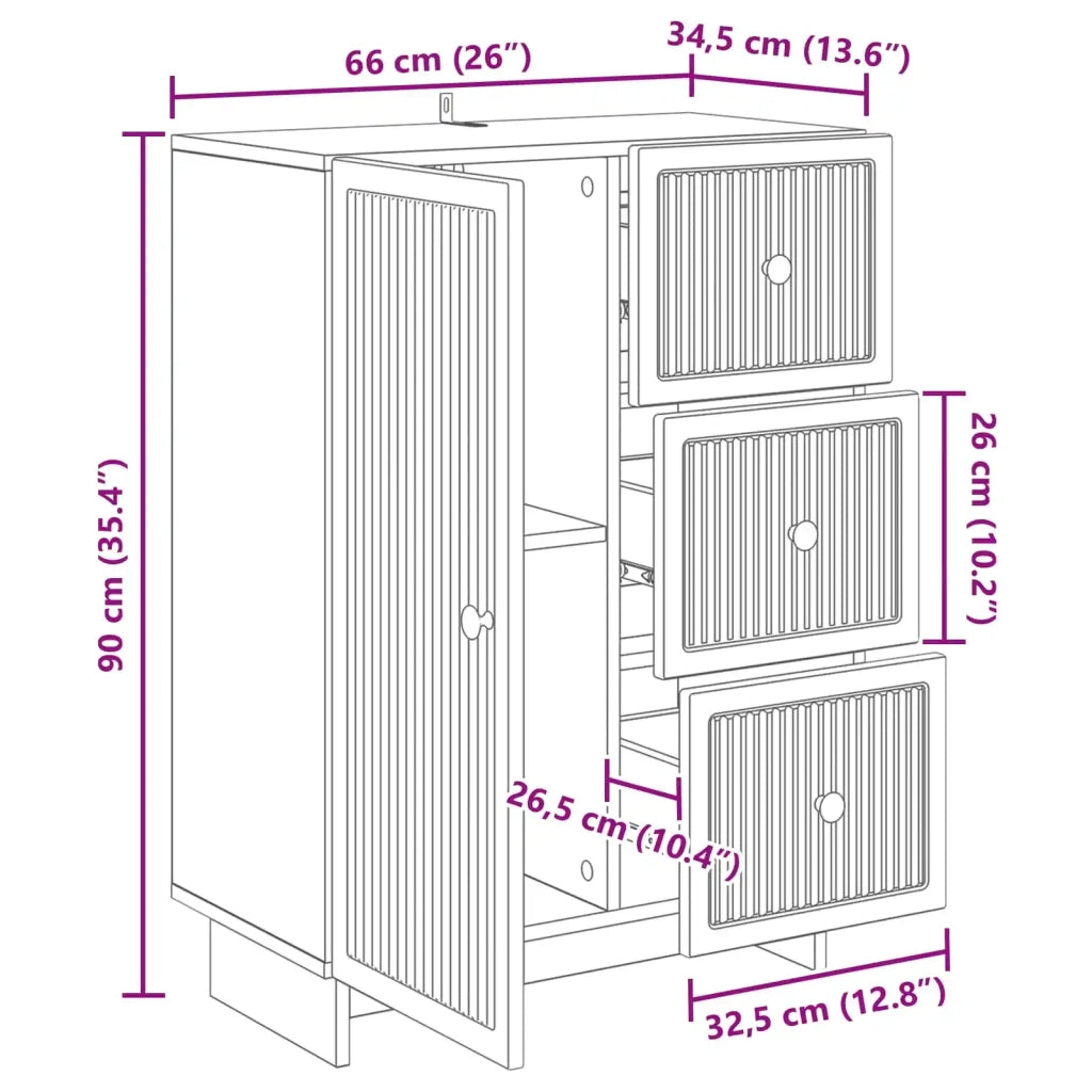 Credenza Bianco Lucido 66 x 34,5 x 90 cm Legno ingegnerizzato