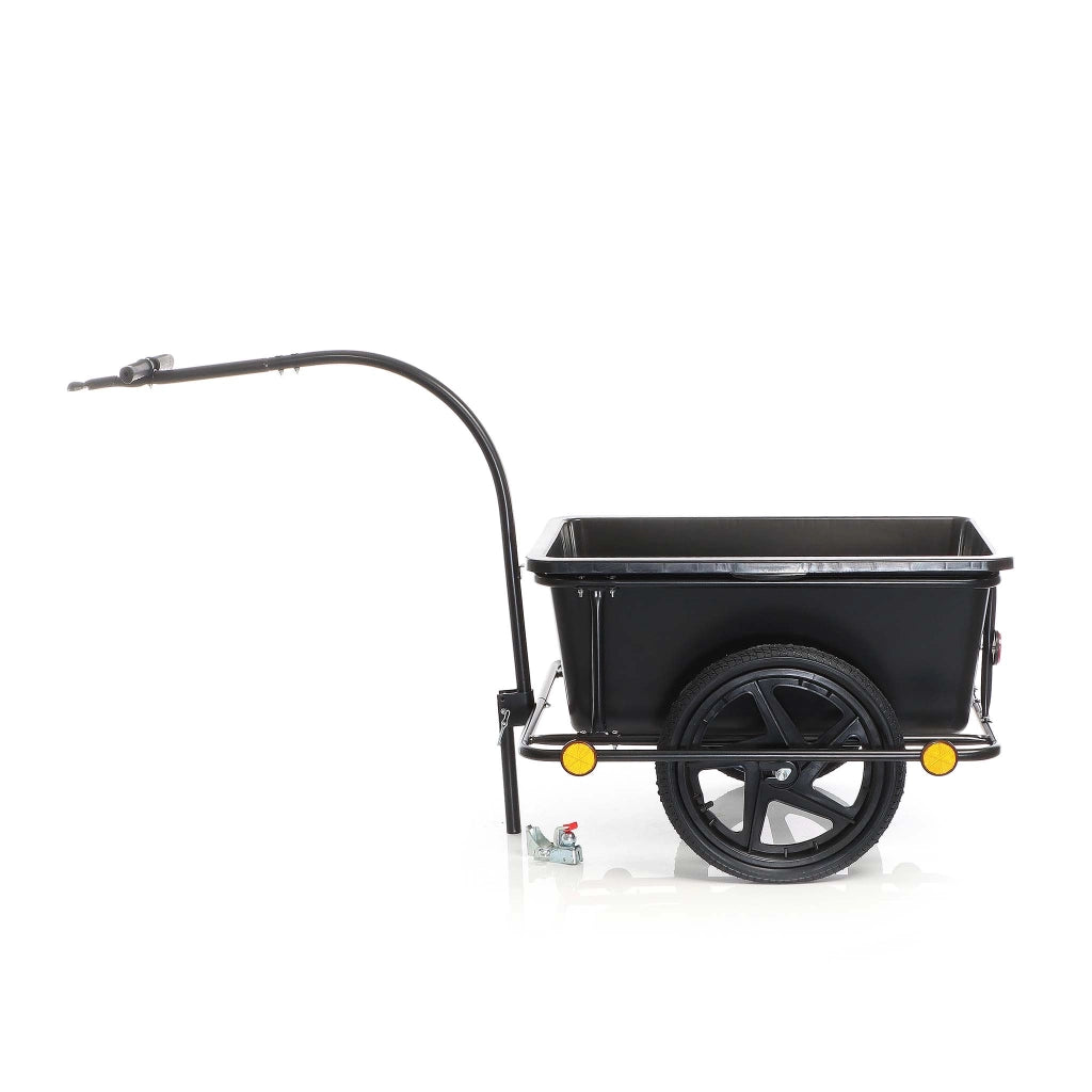 Rimorchio per bici con recipiente da 90 l per carichi fino a 80 kg, con pneumatici da 16"