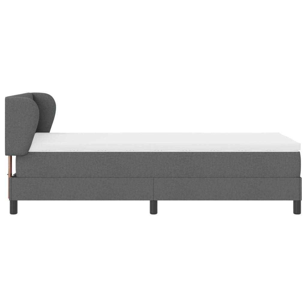 Letto a Molle  con Materasso Grigio Scuro 90x200 cm in Tessuto