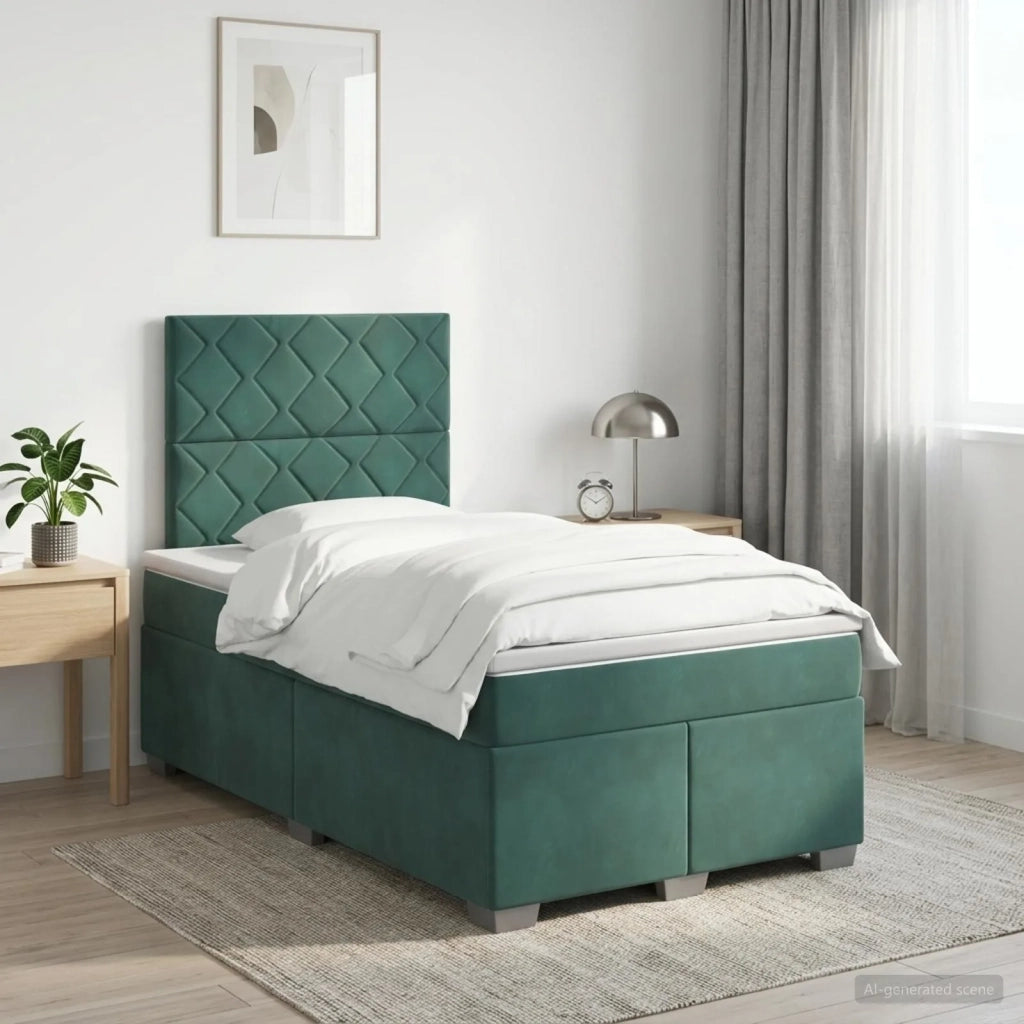 Letto box spring con materasso Verde Scuro 120 x 200 cm Velluto 3453629