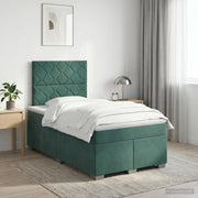 Letto box spring con materasso Verde Scuro 120 x 200 cm Velluto 3453629