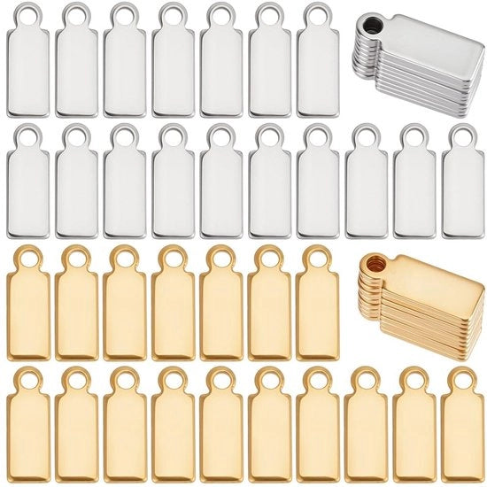 Etichette in Rame Inox 100 Stuks - Tagli Rettangolari - Gatto 1,4 mm - Giallo/Argento - Durable e Resistente