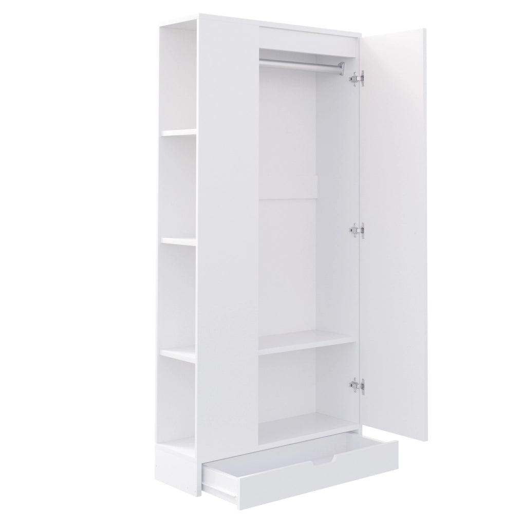 Armadio guardaroba a un'anta con ripiani regolabili 70x40x170 cm; bianco