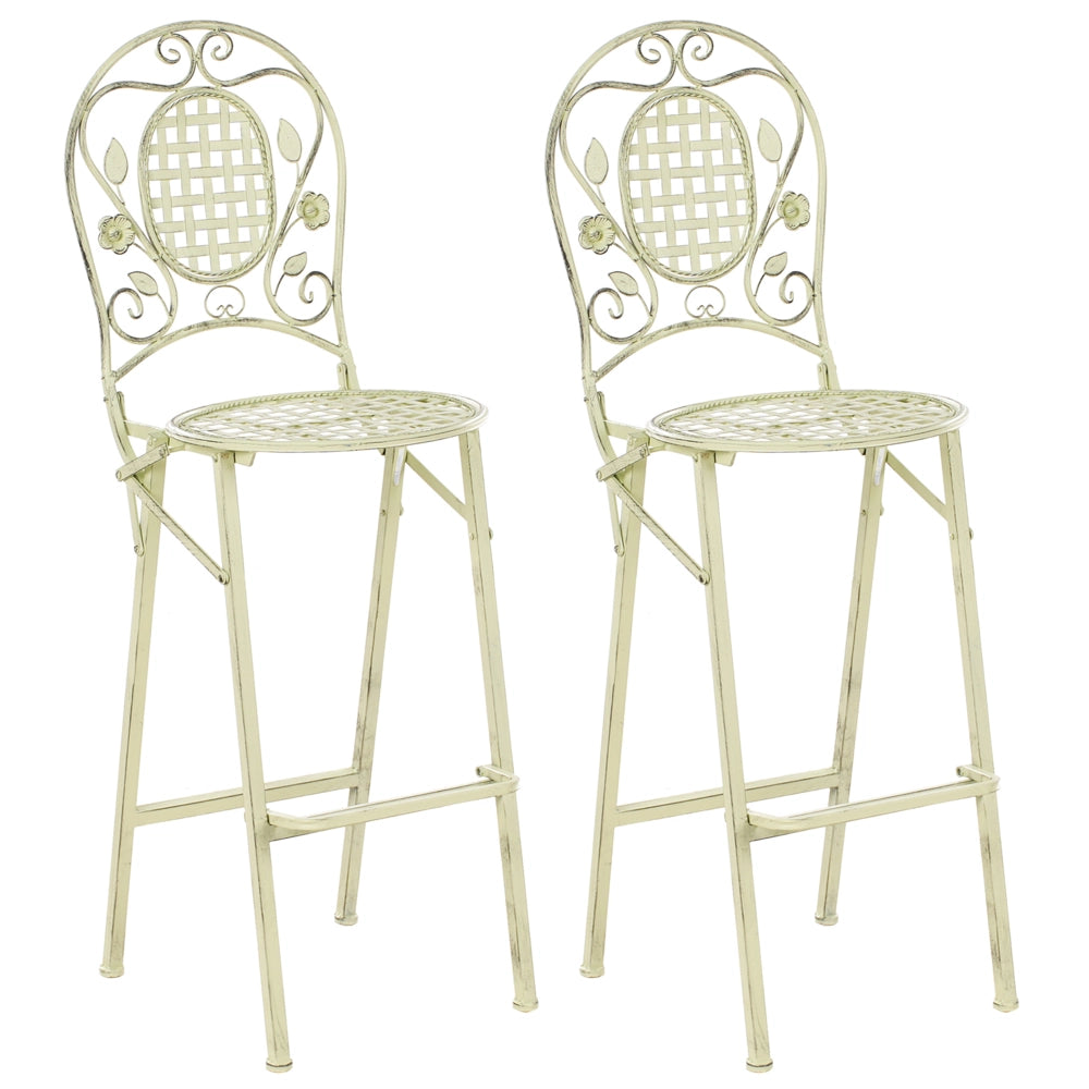 Set di 2 sedie da giardino Bard Verde Ferro Pieghevole Metallo Distressed Outdoor Resistenza alla ruggine UV Stile Francese Retro