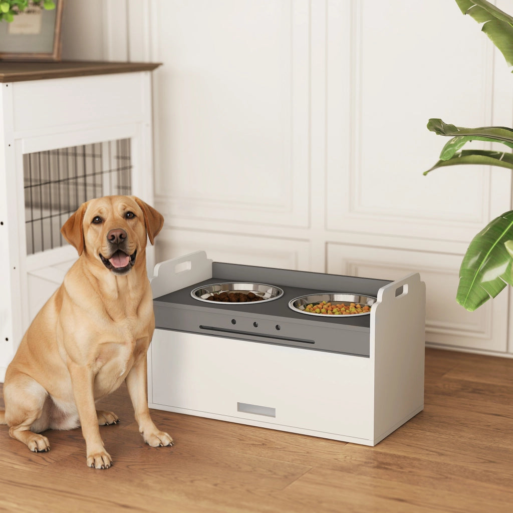 Ciotola per Cane con Mobile di Conservazione ¨C Zephmum ¨C Bianco 60x30x35.5 cm