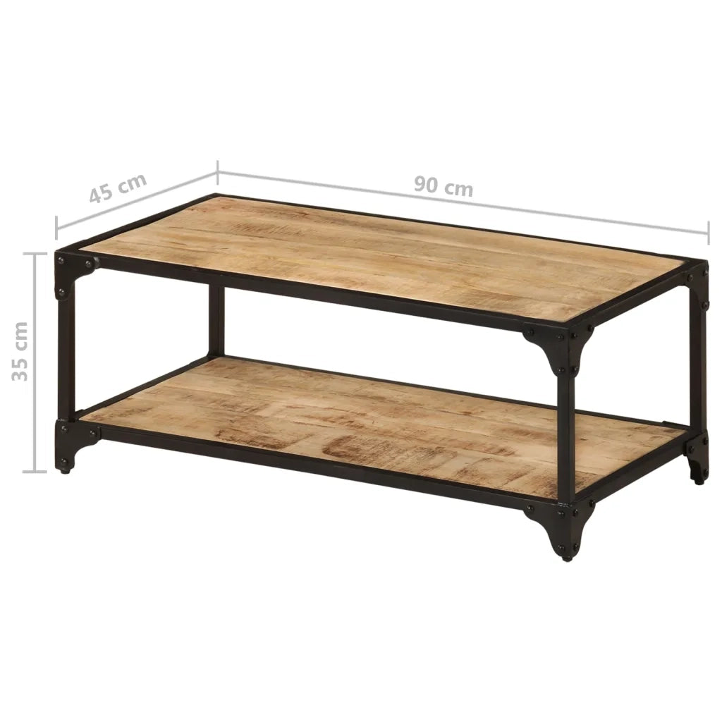 Tavolino da Salotto-Tavolino da soggiorno-Tavolo 90x45x35 cm Legno Massello di Mango Grezzo