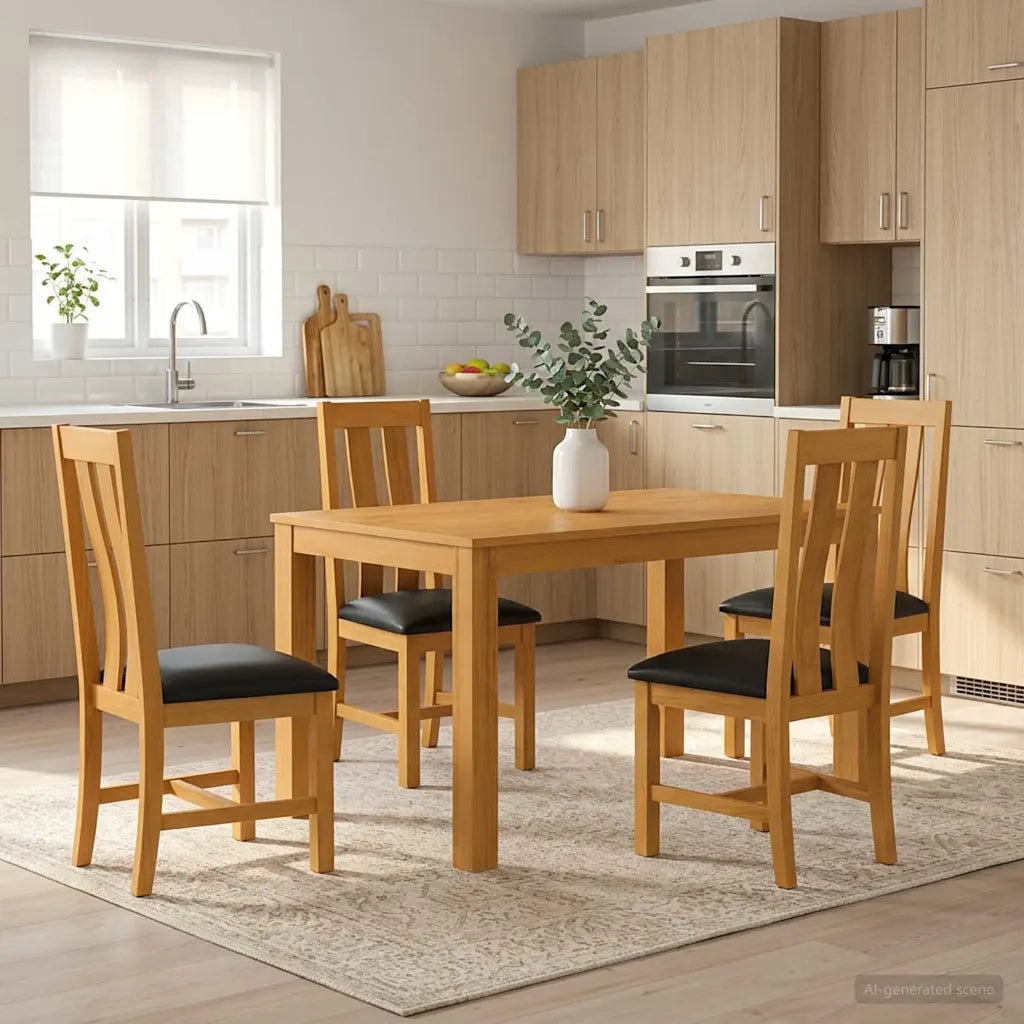 Set da pranzo 5 pz Nero Legno di Quercia Massello 3430355
