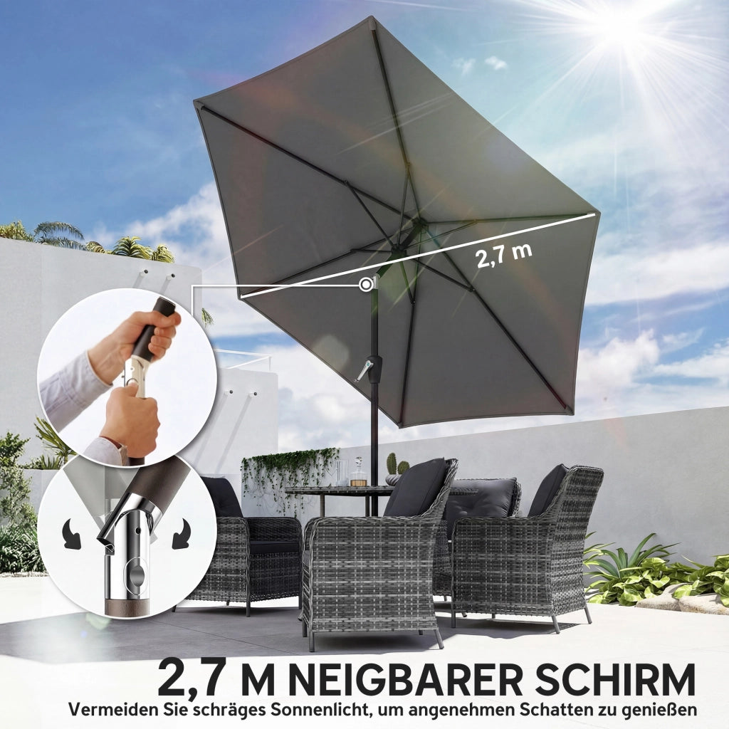Ombrellone da balcone 270 cm pieghevole con manovella ¨C zephmum ¨C grigio scuro