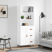 Credenza-Buffet-Armadio da cucina Bianca 69,5x34x180 cm in Legno Multistrato 995067