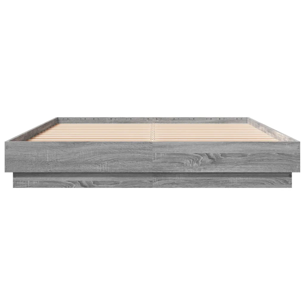 Giroletto con Luci LED-Struttura Letto Grigio Sonoma 140x200 cm