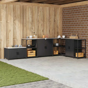 Stoccaggio in cucina con porta Nero 90 x 50 x 53 cm Acciaio 874996
