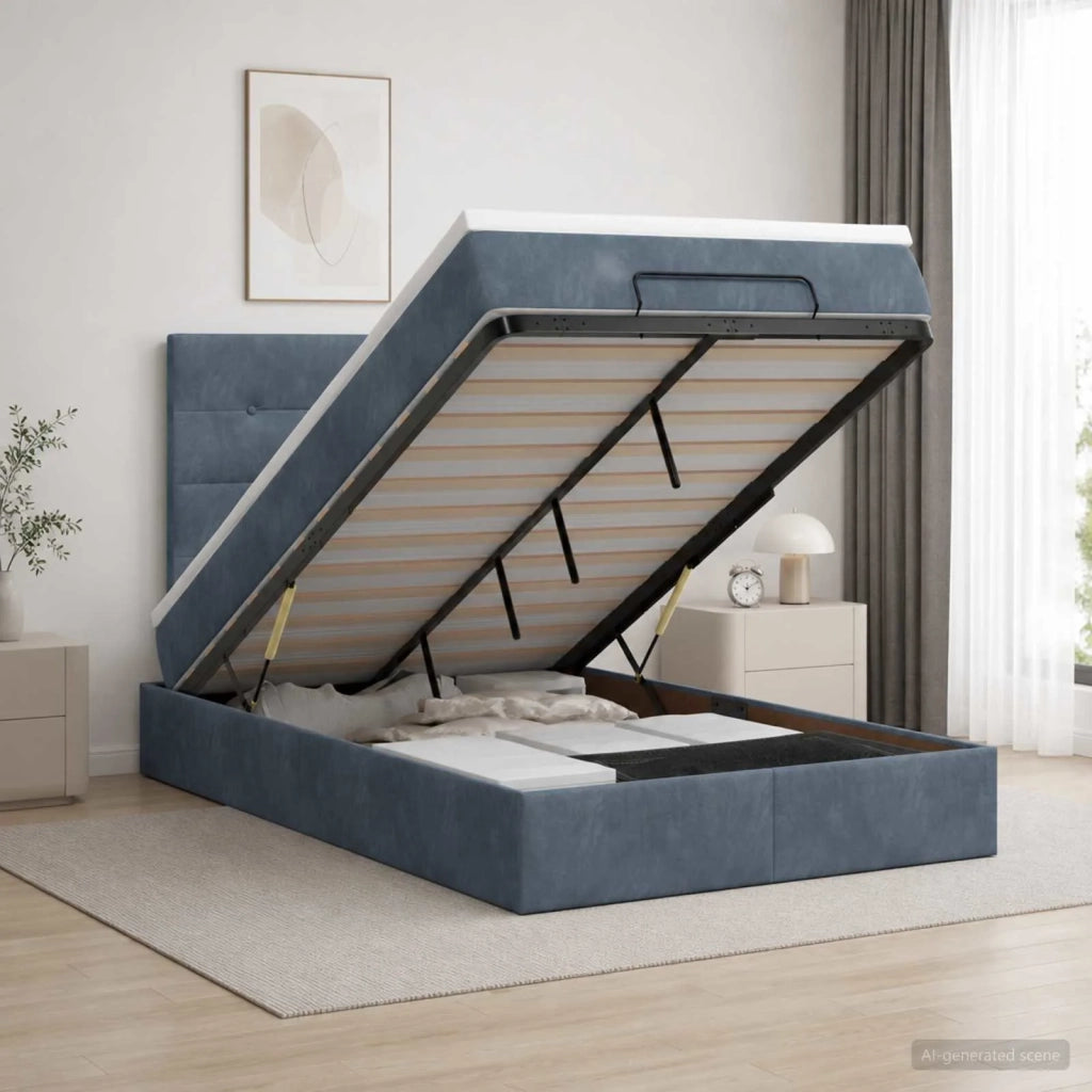 Letto Ottomano con Materasso e LED Grigio Scuro 120 x 190 cm 3458290