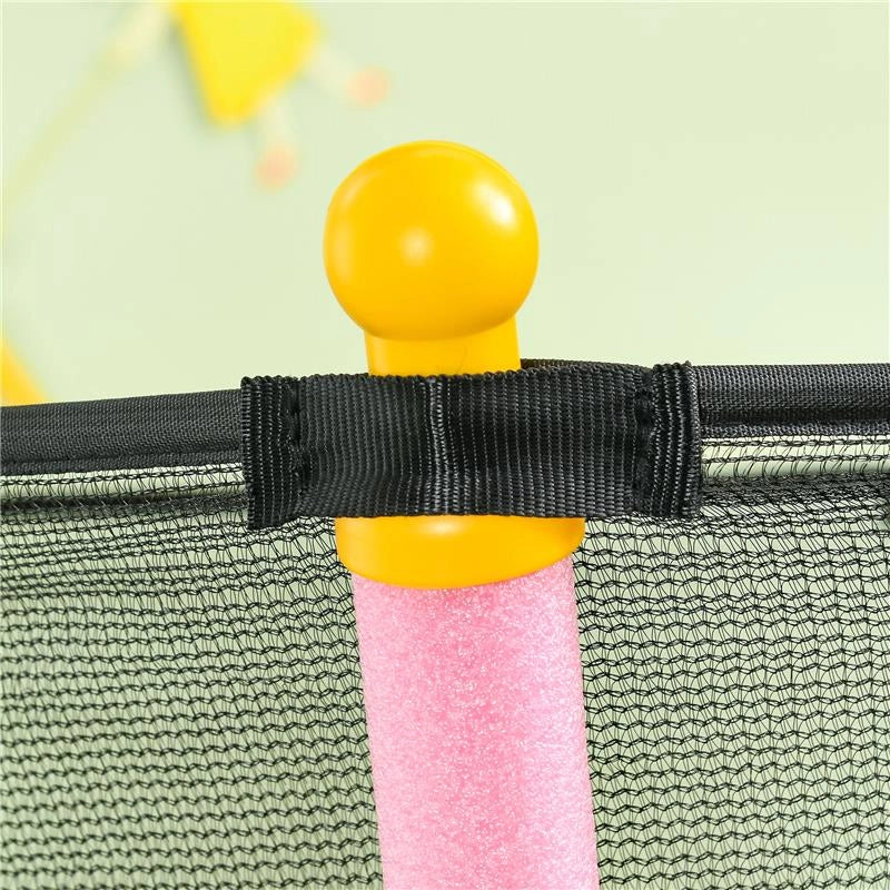 TAPPETO ELASTICO PER BAMBINI CON INGRESSO A CERNIERA E PALI IMBOTTITI IN ACCIAIO PP E EPE Ø 163.5X190 CM ROSA