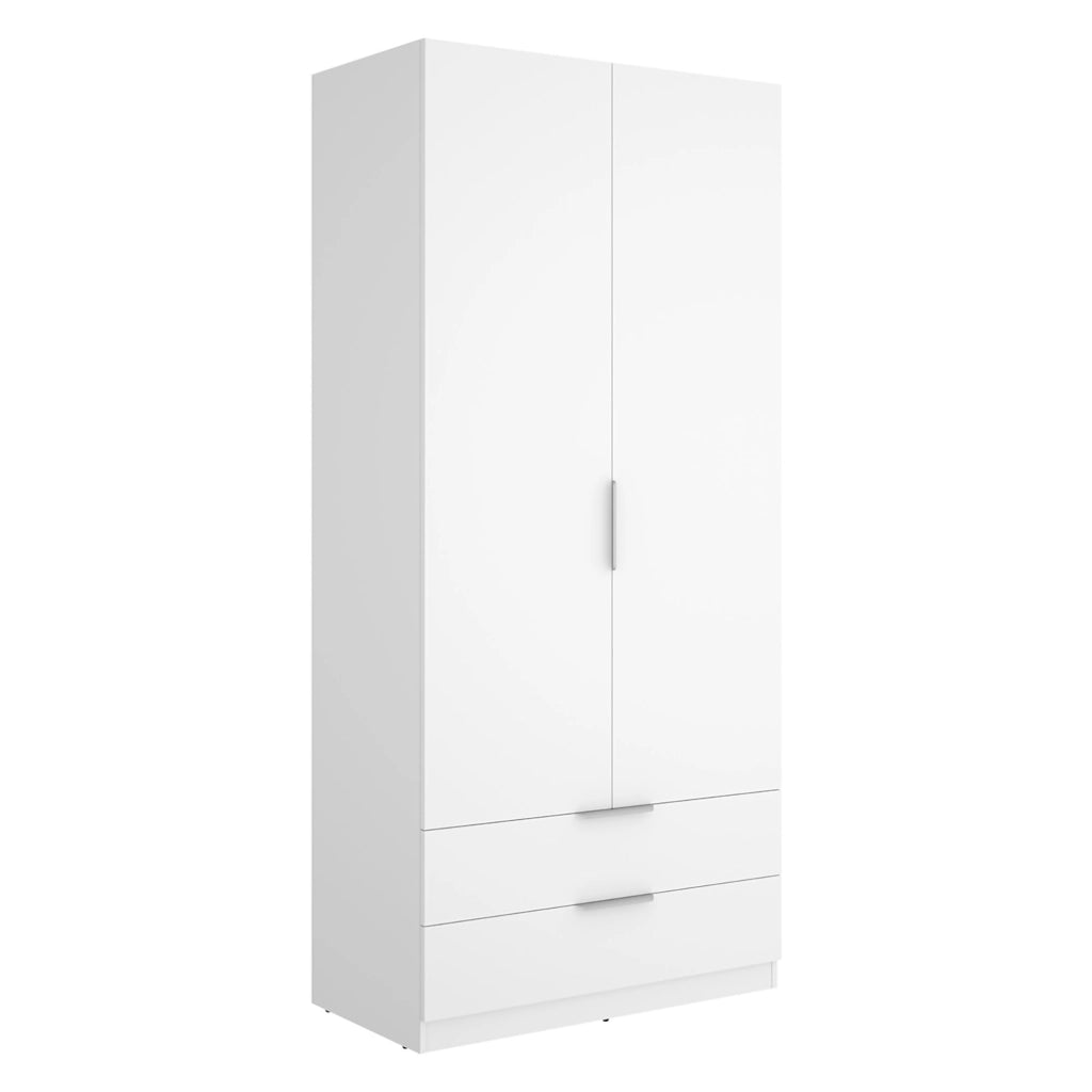 Armadio Camera da Letto Montclare, Guardaroba 2 Ante un Ripiano, 51x204h cm Bianco
