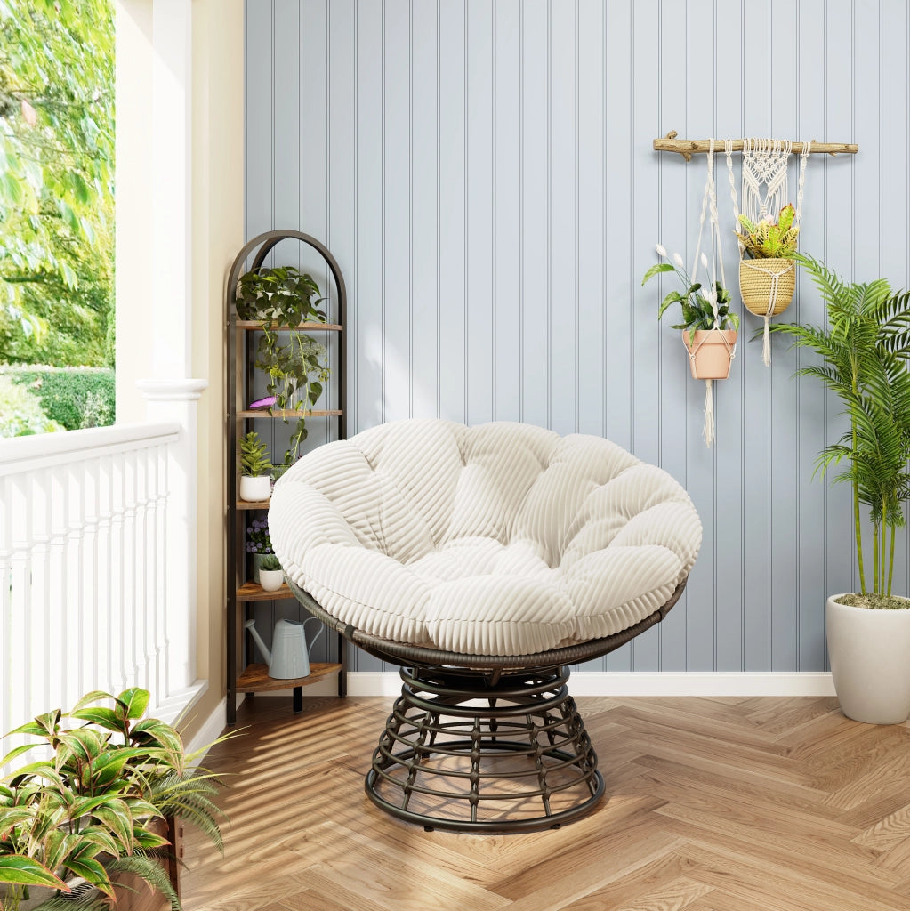 Sedia Papasan girevole 360° in acciaio; bianco