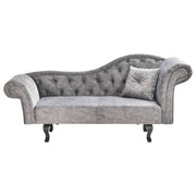 Chaise Lounge in velluto grigio imbottito a lato destro con cuscino in stile retrò tradizionale Facile da pulire Adatto agli animali domestici