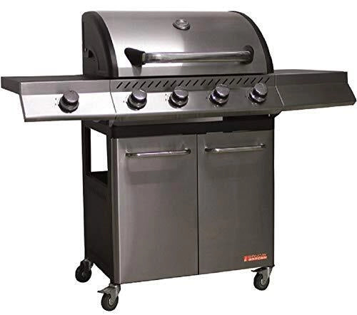 Sandrigarden BRASILE Barbecue a gas 4 fuochi + 1 fornello 16 kW Griglie in ghisa Acciaio Inox (130x54x110 cm) colore Acciaio Inox