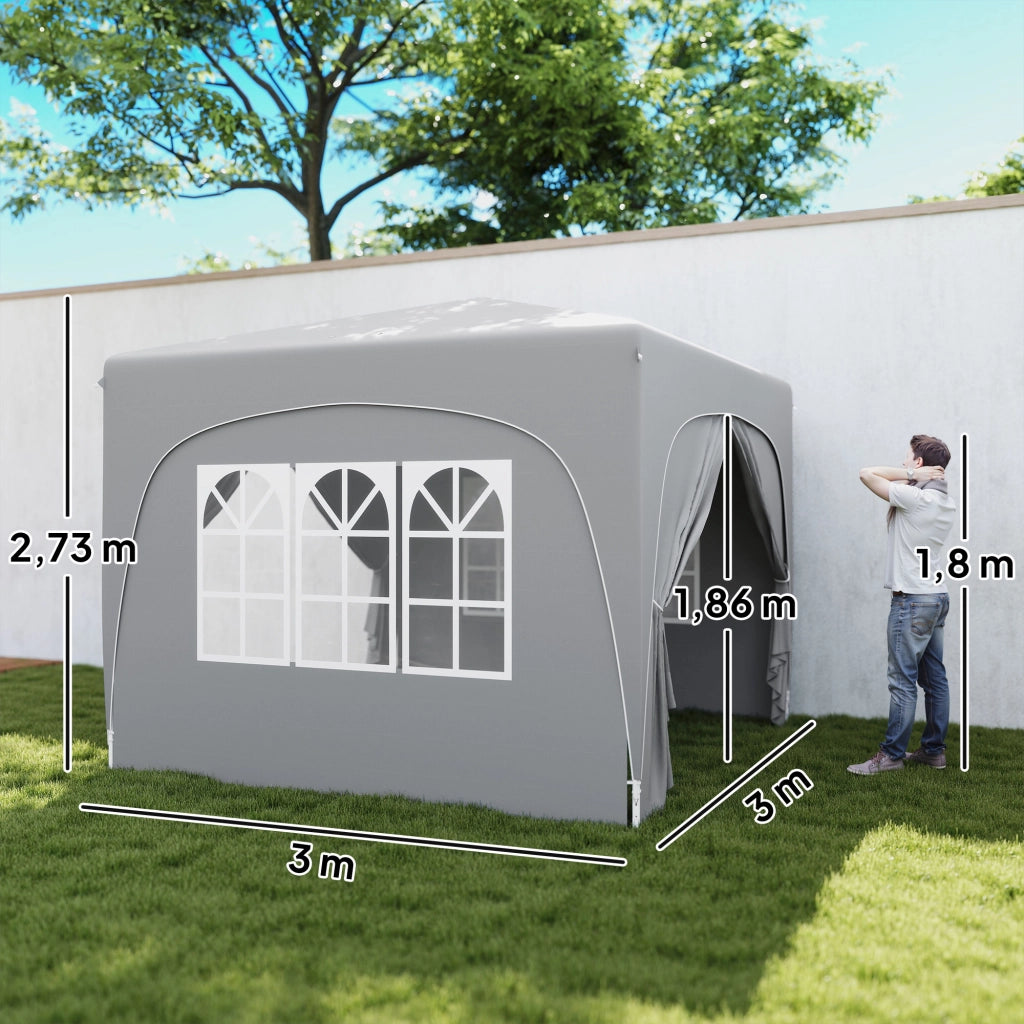 Carpa Plegable 3x3 m con 4 Finestrini e Copertura UPF50+ ¨C zephmum ¨C Grigio