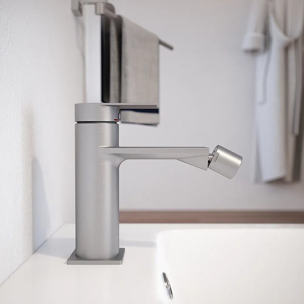Set miscelatori: lavabo, bidet senza scarico ed incasso doccia monocomando nickel spazzolato | Rita