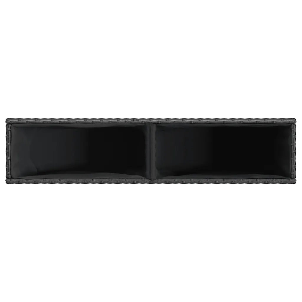 Fioriera con 2 vasi da esterno 90 x 20 x 40 cm design moderno in resina intrecciata nera 02_0047447
