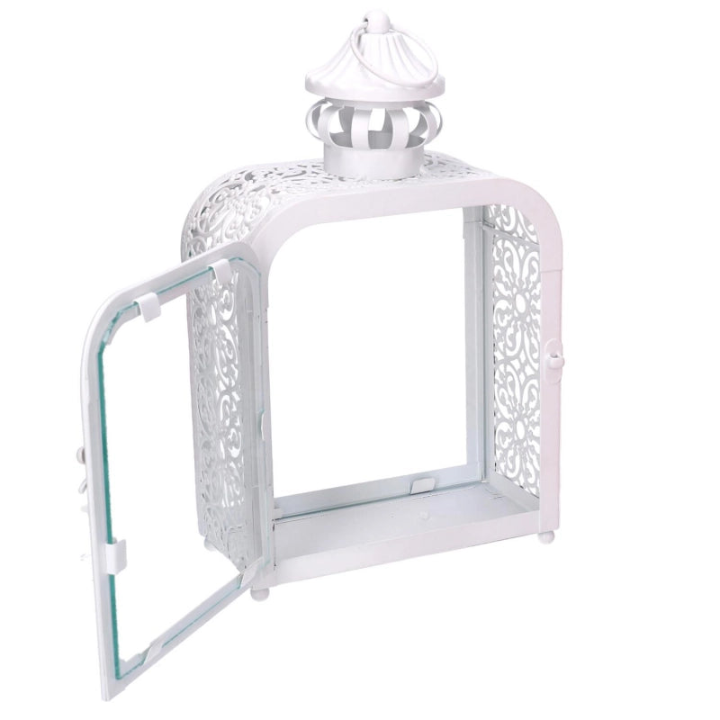 Lanterna metallo bianco cm 17x9h30,5