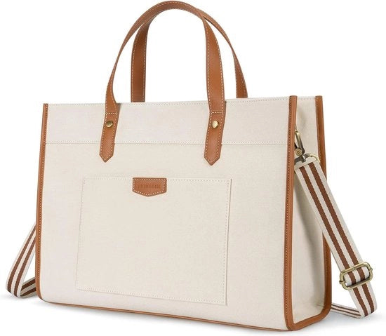 Borsa per laptop per donne - borsa per laptop in tela - adatta per ufficio e viaggio - 1 pezzo - verde - 15,6 pollici