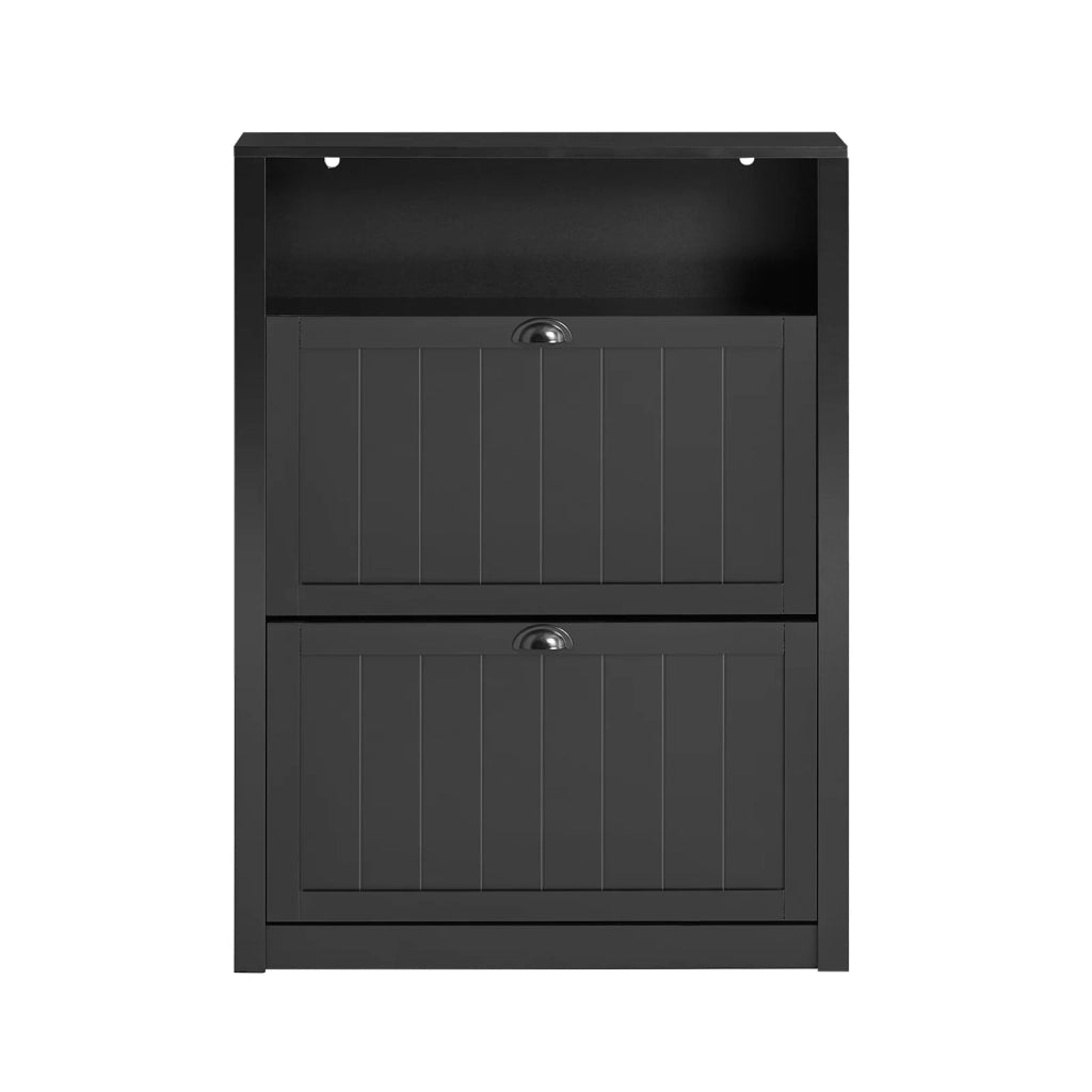 Scarpiera con 2 ante e 4 ripiani con scomparto aggiuntivo per scarpe L80*P24*A110 cm Nero FSR87-SCH SoBuy
