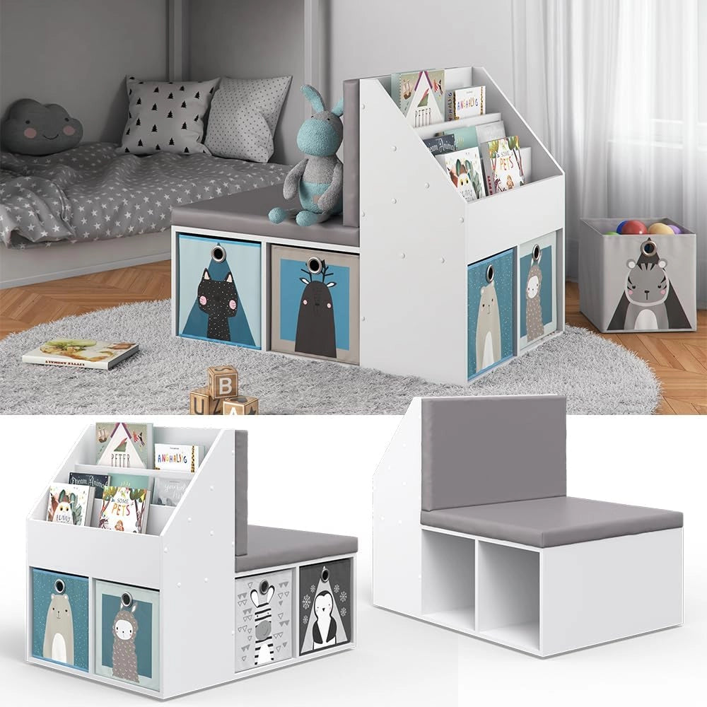Libreria bambini Onix, Bianco, 97.1 x 78.4 cm, adatto per la conservazione e l'organizzazione dei giocattoli