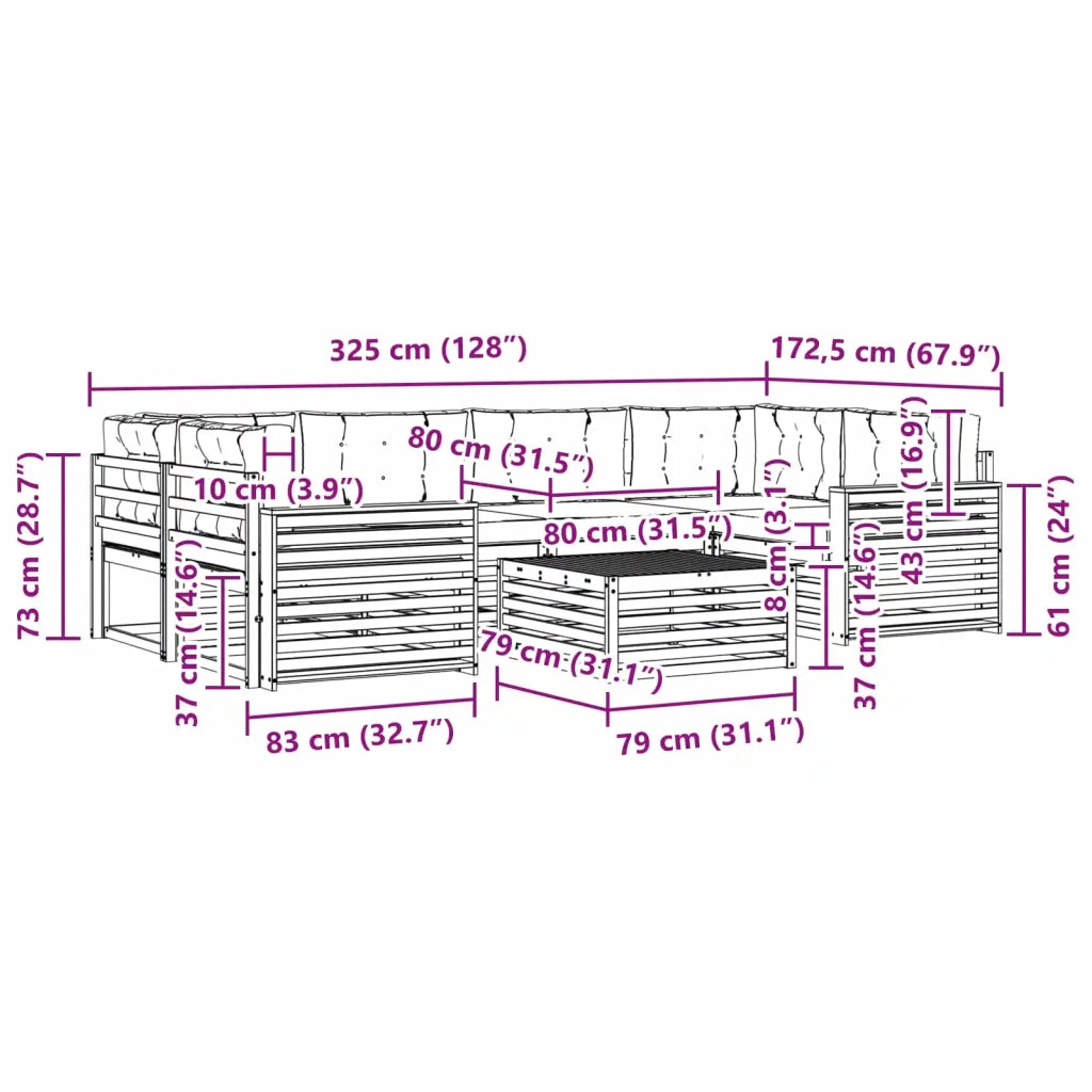 Set di divani da esterno 7 pcs Grigio Naturale e Chiaro 3373106