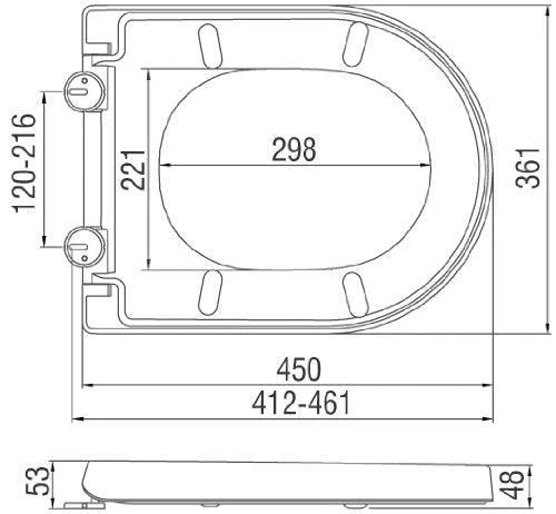Cerniera per sedile WC regolabile con chiusura ammortizzata e sgancio rapido coprisedile WC fisso di alta qualità coperchio per bagno 19_0000679