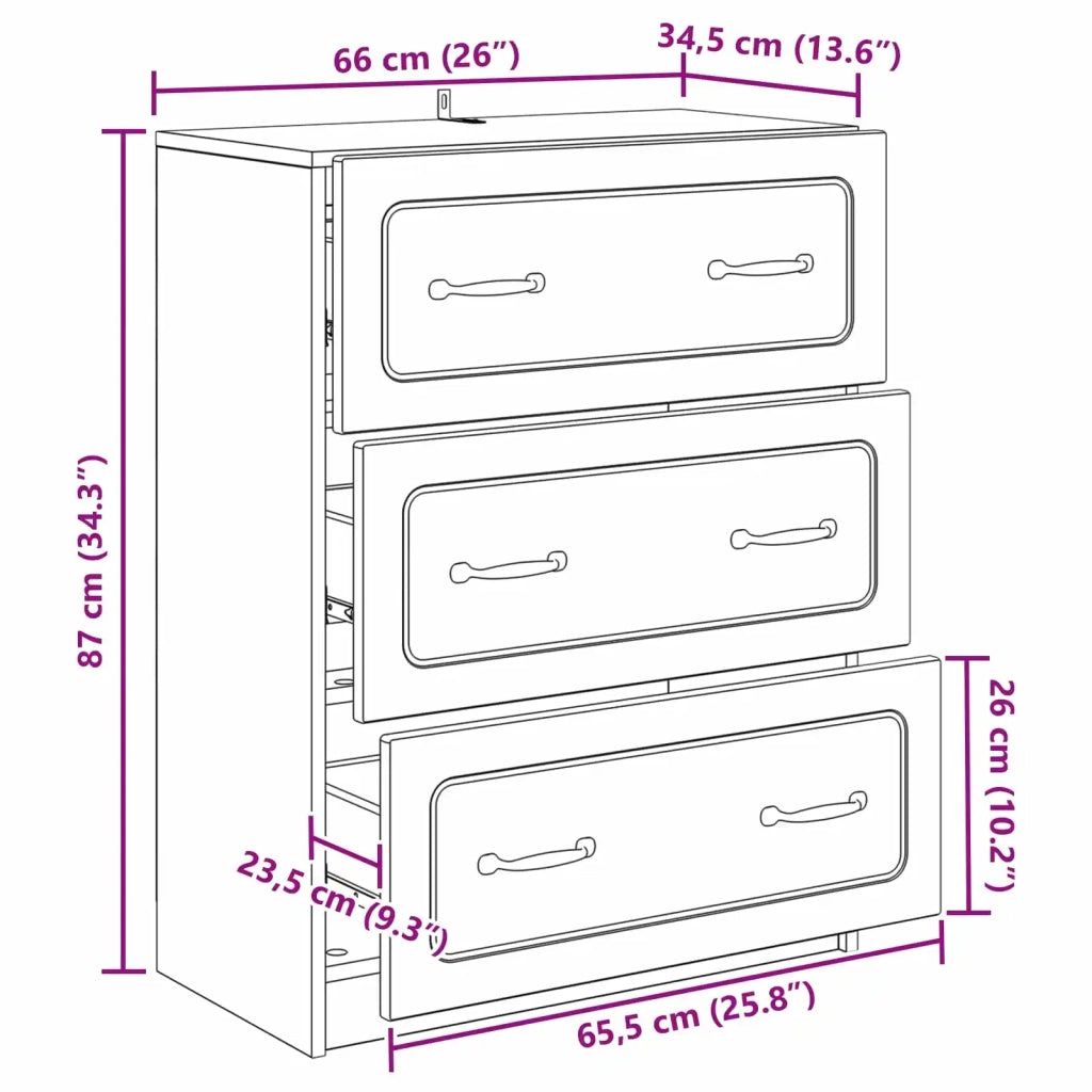 Mobile con Cassetti Grigio Cemento 66 x 34,5 x 87 cm 895758
