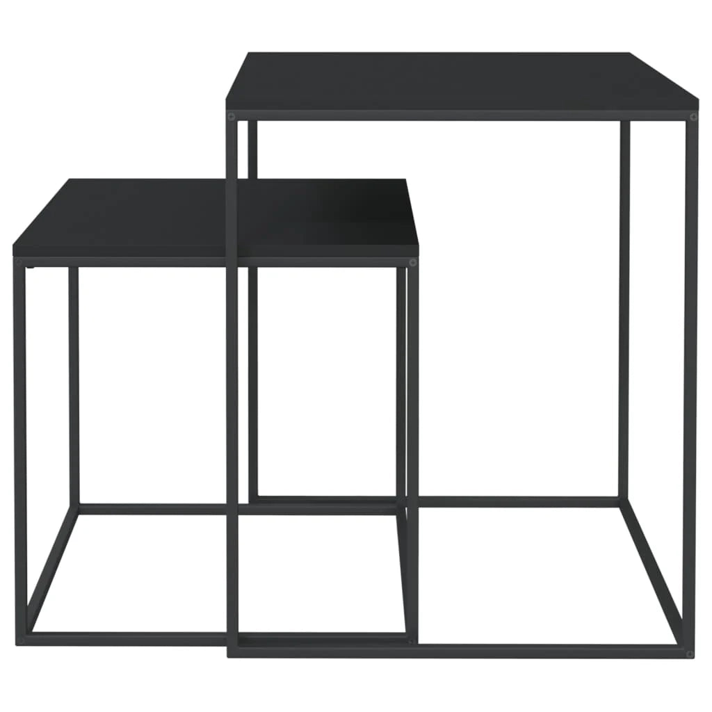 Set di 2 tavolini da caffè legno ingegnerizzato e metallo nero 02_0042117
