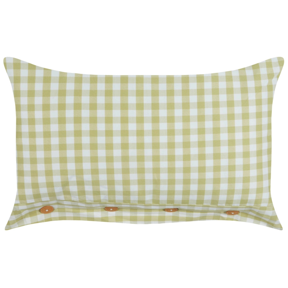 Cuscino decorativo a quadretti verde oliva e bianco con bottoni 40 x 60 cm soggiorno camera da letto