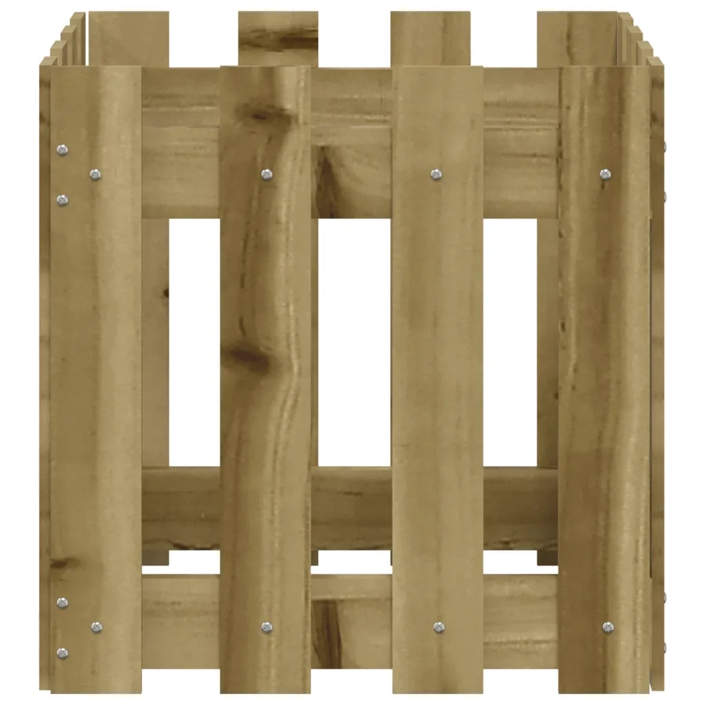 Fioriera | Cassetta per fiori | Vaso Giardino a Recinzione 40x40x40Pino Massello Impregnato