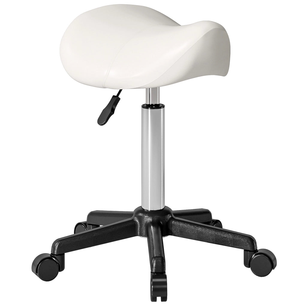 Sgabello da ufficio con rotelle e sedile ergonomico ¨C zephmum ¨C bianco 48x47x45-57cm