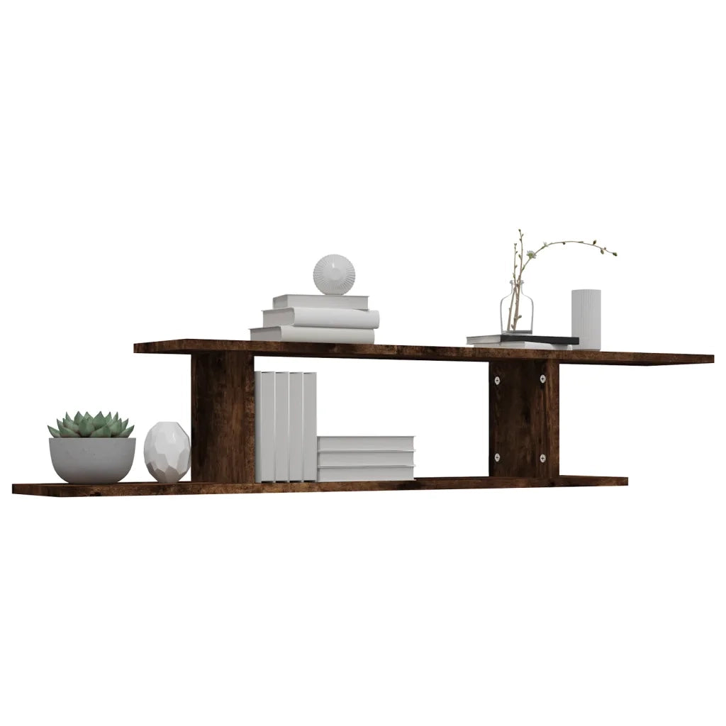 Scaffale TV a Parete Rovere Fumo 125x18x23 cm Legno Multistrato cod mxl 50964