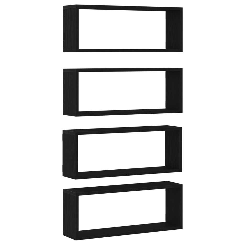 Set di 4 Mensole  - Rovere Nero - 60x15x23 cm - Realizzate in Legno Ingegnerizzato