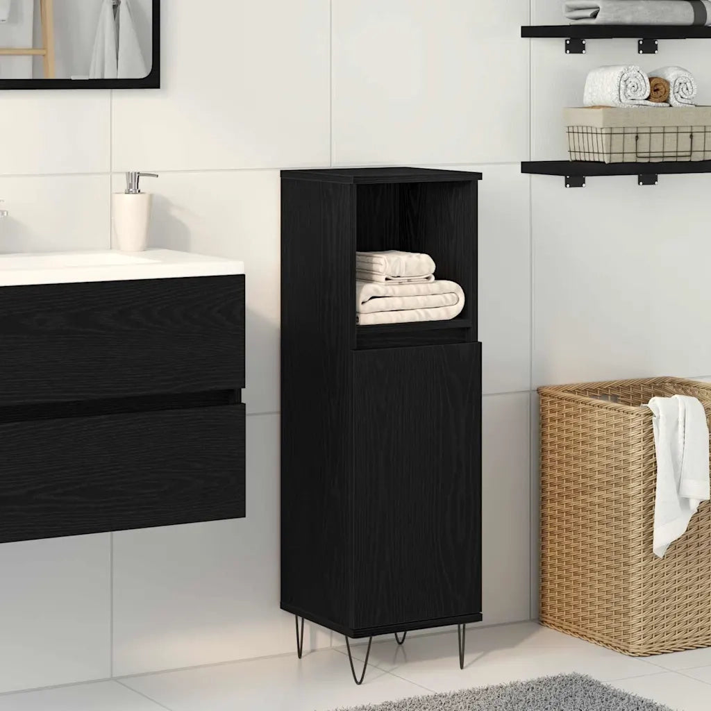 Mobile da Bagno Rovere Nero 30 x 30 x 100 cm Legno multistrato 862885