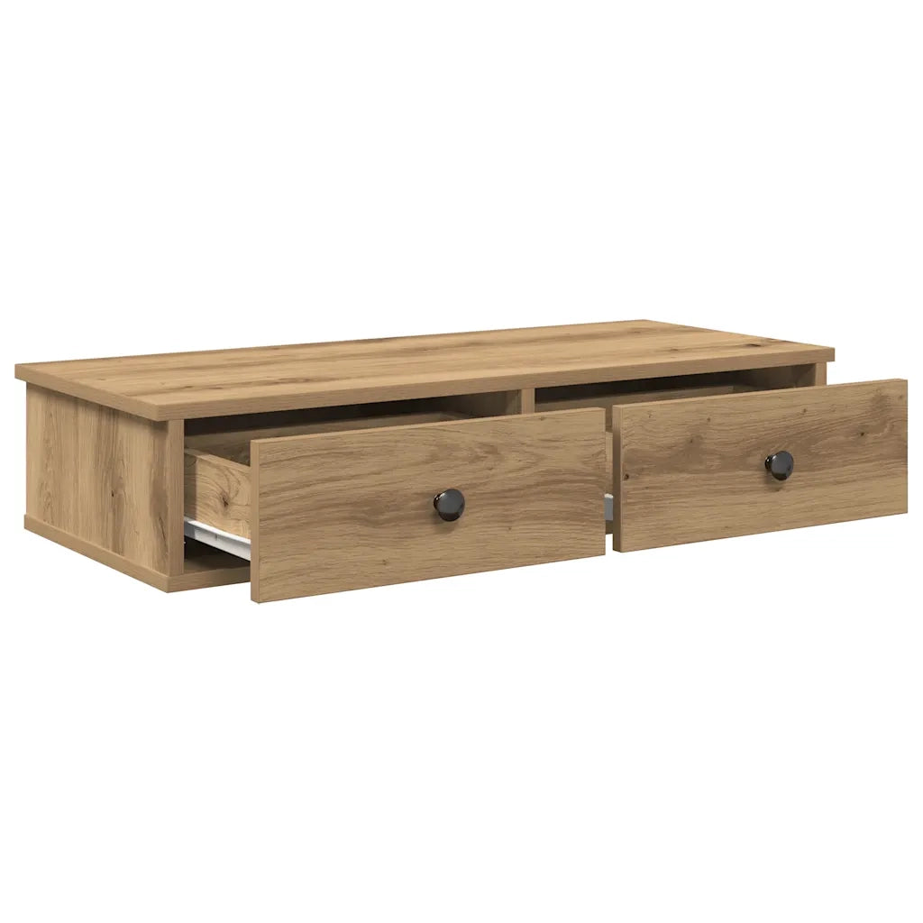 Scaffale a Parete con Cassetti Rovere 80x31x17 cm in Truciolato 859958