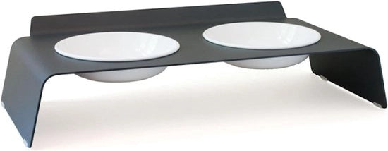 Doppio Alimentatore Elevato per Gatti - Ergonomico - 2 Pezzi - Antracite