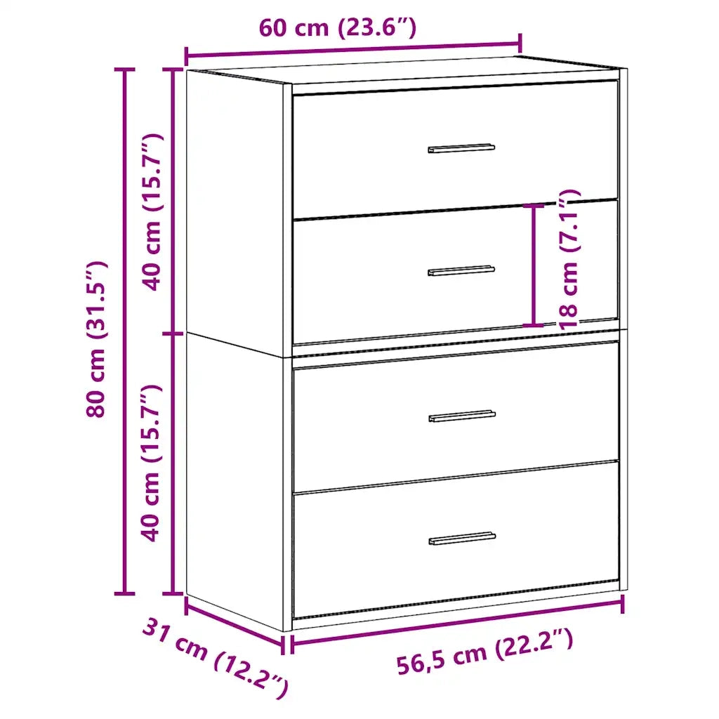 Armadi con 2 Cassetti 2 pz Bianchi 60x31x40cm Legno Multistrato CFW9302842
