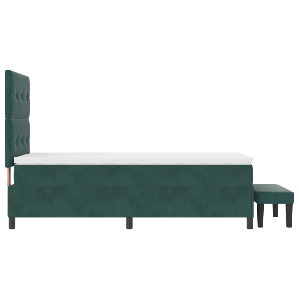Letto con Box Spring con Materasso e Panca Verde Scuro 80x200 cm Velluto