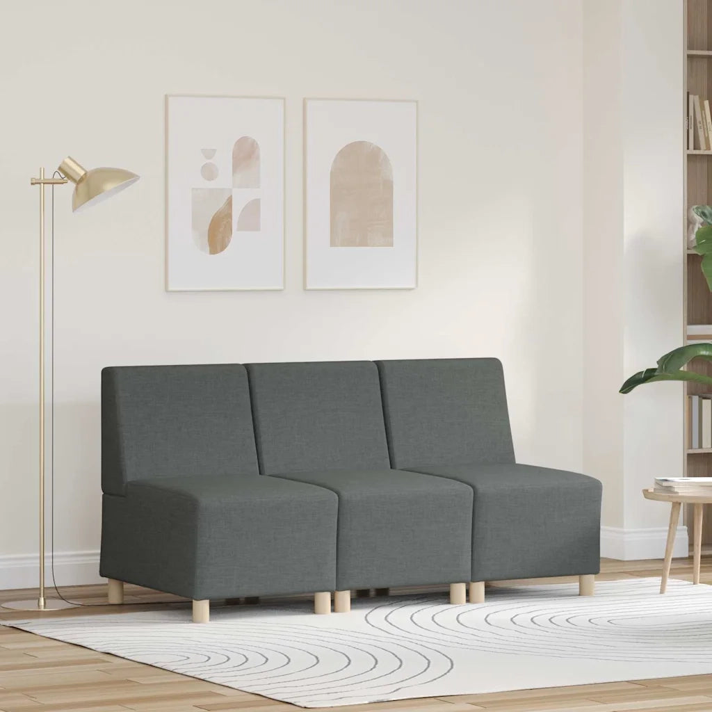 Unità di Divano Modulare Senza Braccioli 3 pcs Grigio scuro