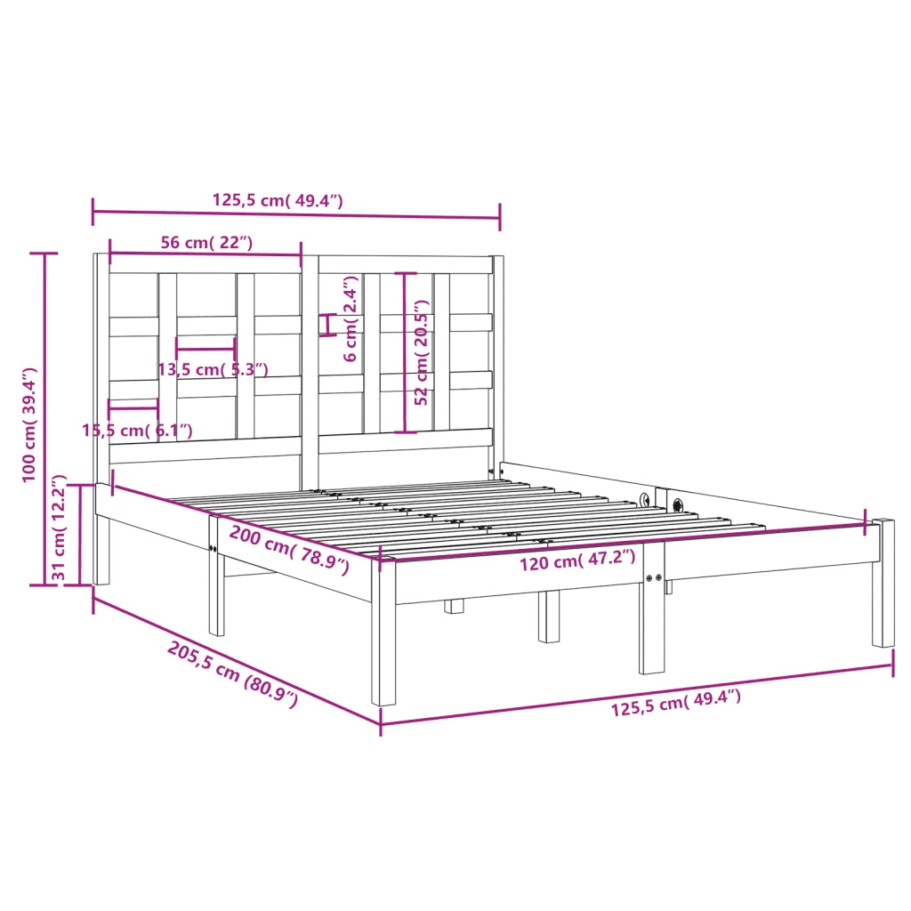 Giroletto-Struttura Letto in Legno Massello 120x200 cm 149776