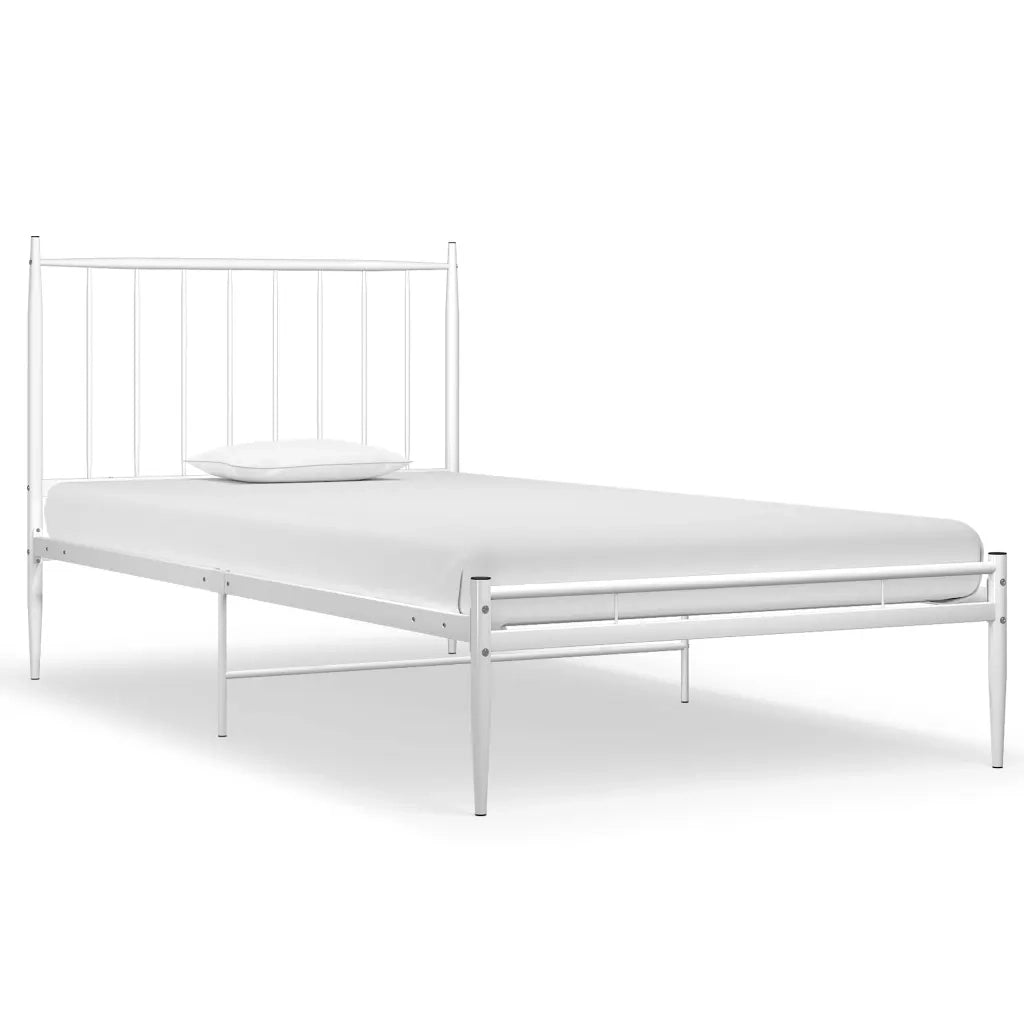 Letto singolo | Letto per adulti | Giroletto Bianco in Metallo 90x200 cm
