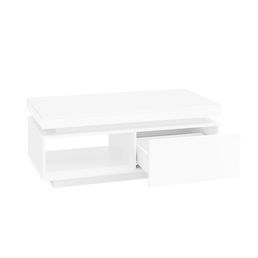Tavolino da Caff¨¨ con LED e Cassetto ¨C Xylo ¨C Lucido, 100x50x40 cm