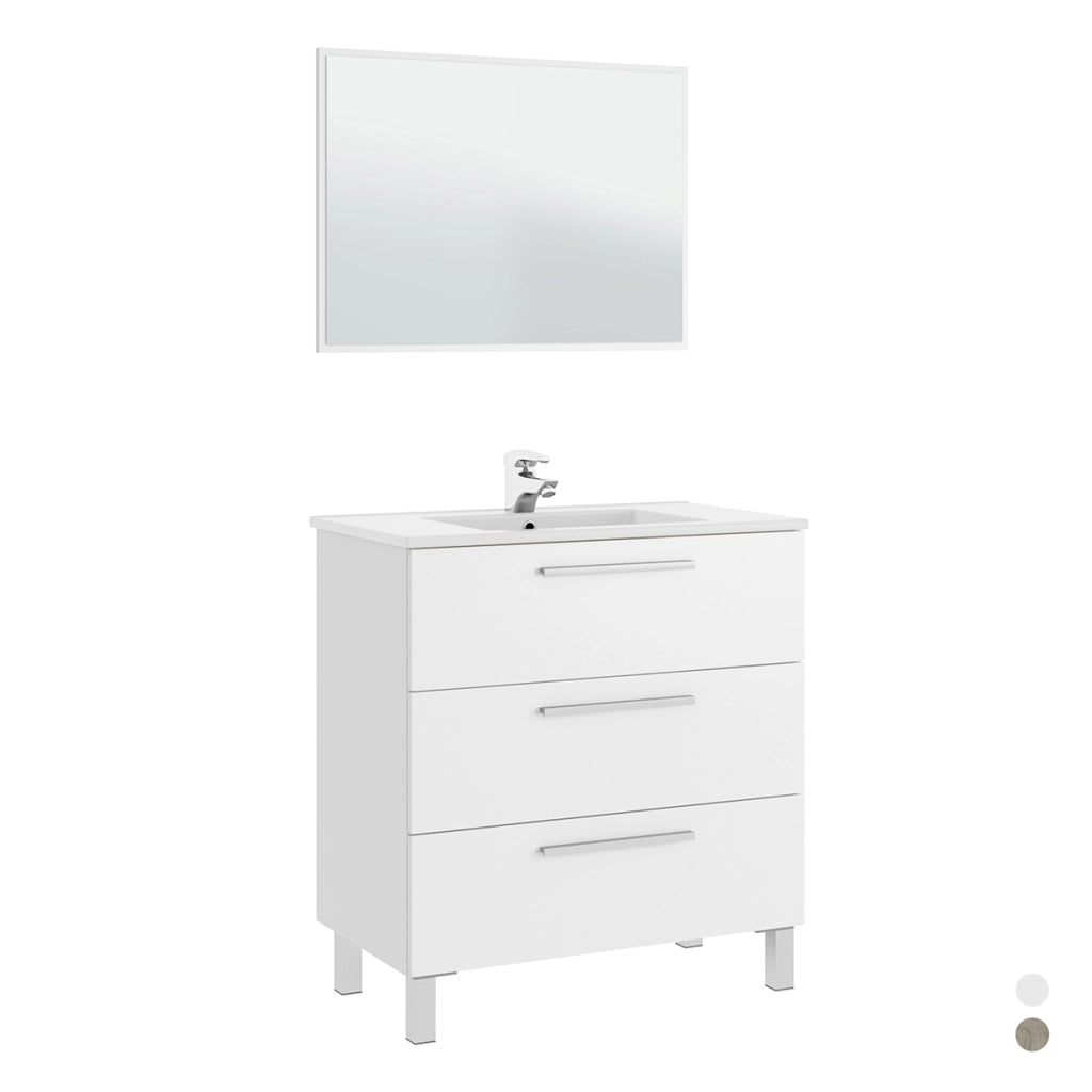 Mobile bagno con 3 cassetti - 86x80x45 cm - Rovere Alaska