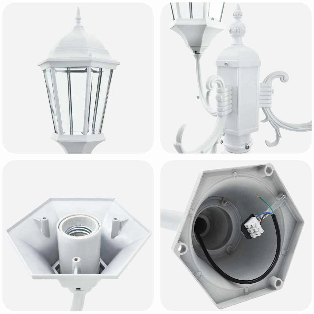 Lampada da giardino vintage 57 x 49 x 241 cm illuminazione potente atmosfera accogliente alluminio bianco 02_0058414